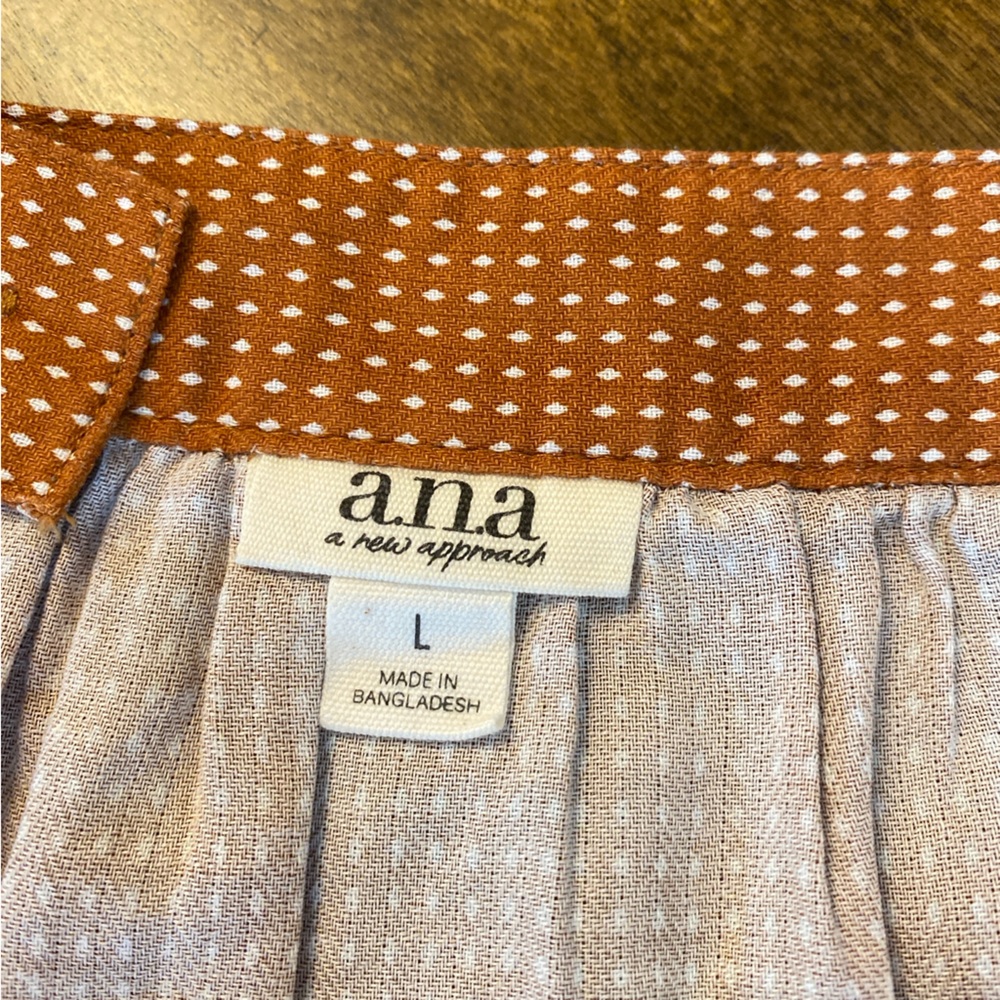 a.n.a Burnt Orange Polka Dot Square neck Cotton Sleeveless Tank top NWT Sz Large - Picture 13 of 15